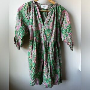 BA&SH Odeon Robe Dress Mini Babydoll Paisley Empire Y2K Coquette‎ Cottagecore XS